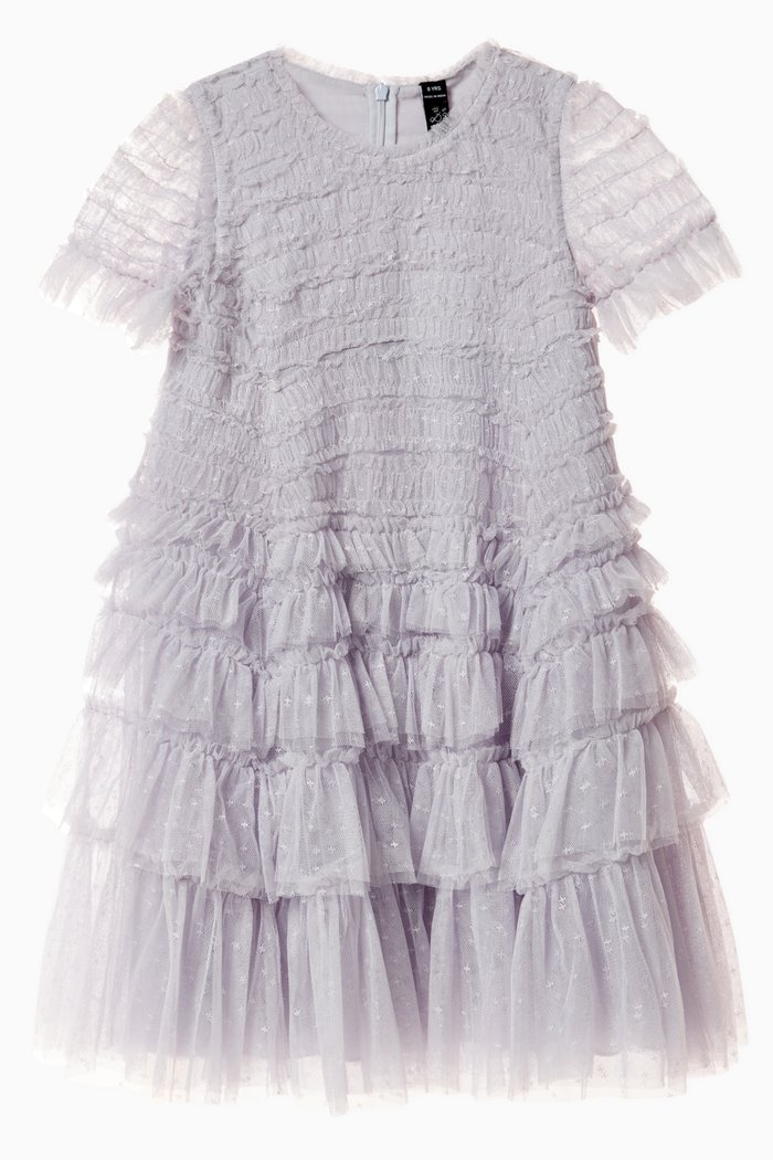 

Valentine Ruffle Dress in Tulle, Blue