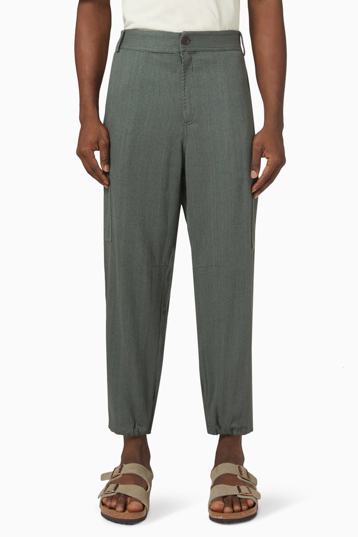 

Gaucho Cargo Pants in Silk Twill, Green