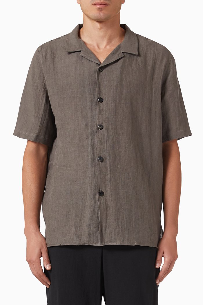 

Camp Collar Shirt in Irish Linen, Green