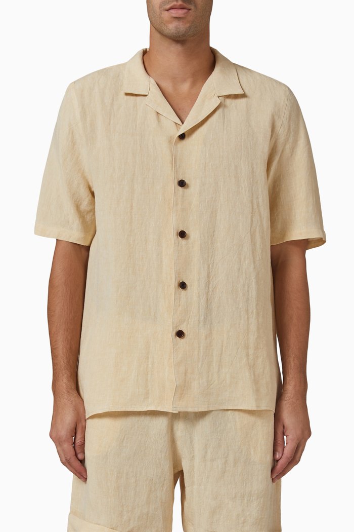 

Camp Collar Shirt in Irish Linen, Orange