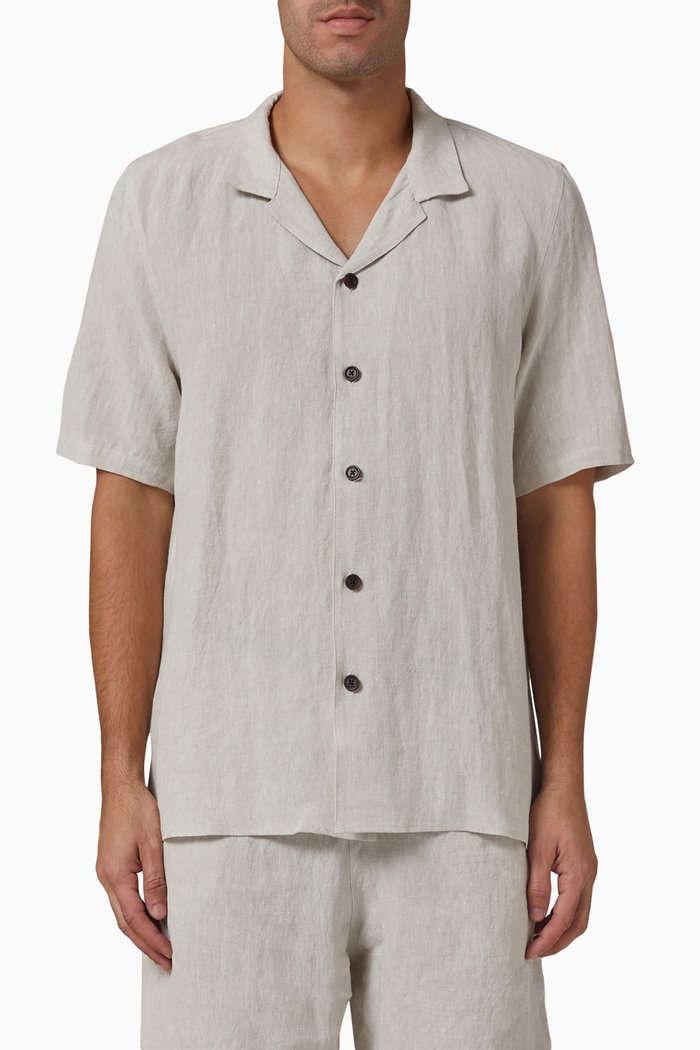 

Camp Collar Shirt in Irish Linen, Neutral