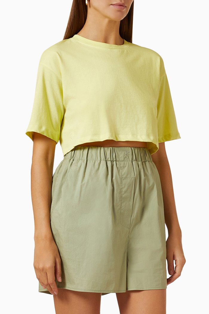

Karina Crop T-shirt in Cotton Jersey, Yellow