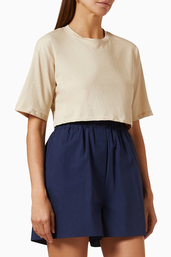 Karina Crop T-shirt in Cotton Jersey, Neutral