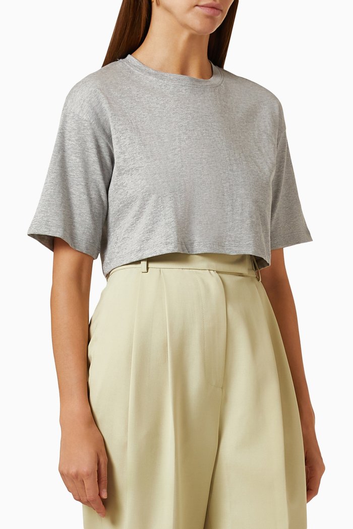 

Karina Crop T-shirt in Cotton Jersey, Grey