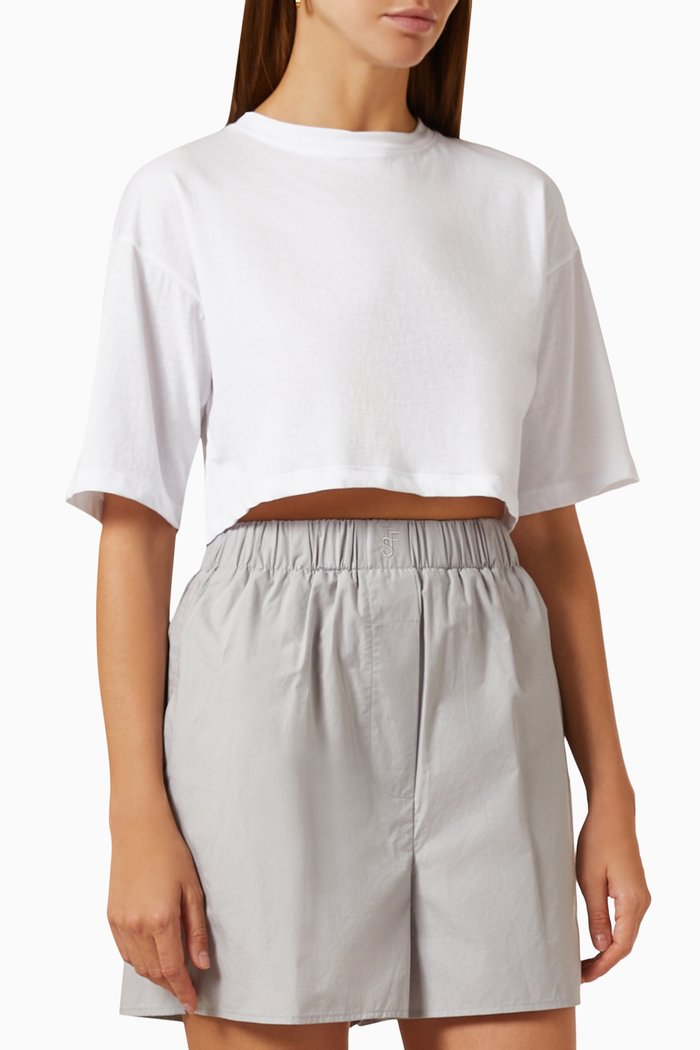 

Karina Crop T-shirt in Cotton Jersey, White