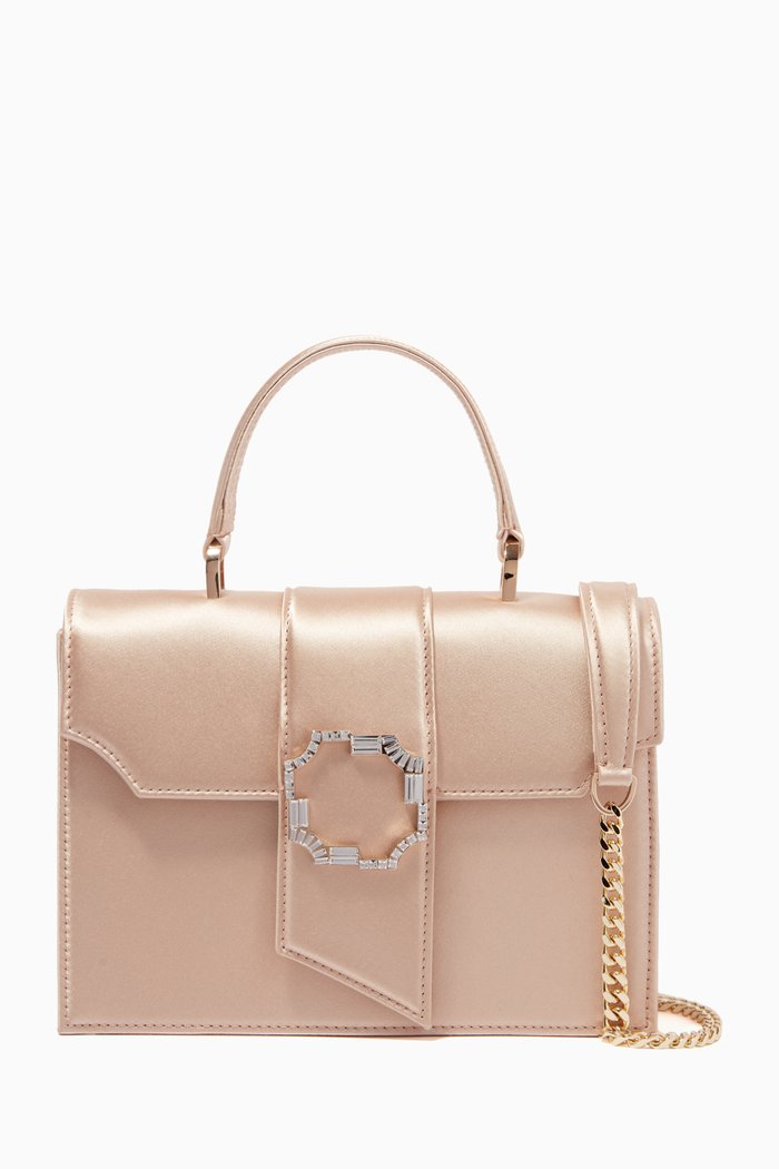 

Medium Audrey Top Handle Bag in Satin, Gold