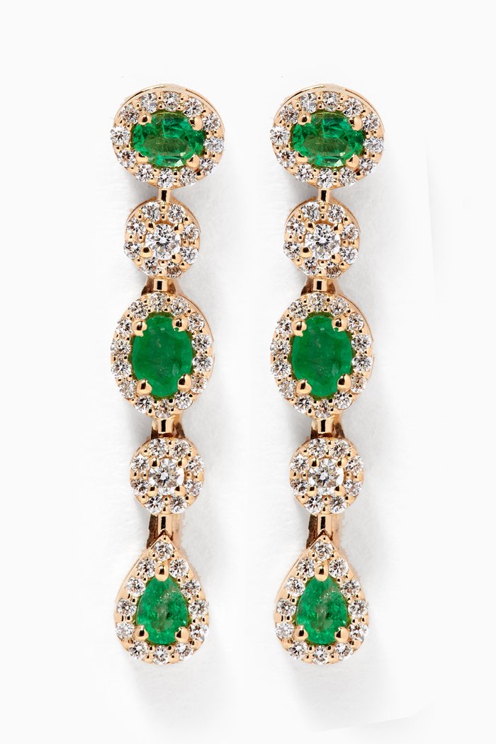 Merveille Emerald Diamond Earrings in 18kt Yellow Gold