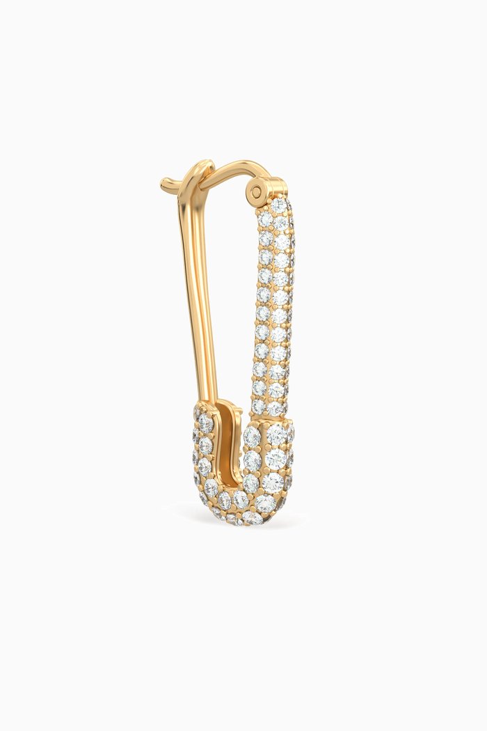 

Classic Safety Pin Diamond Earring in 18kt Yellow Gold