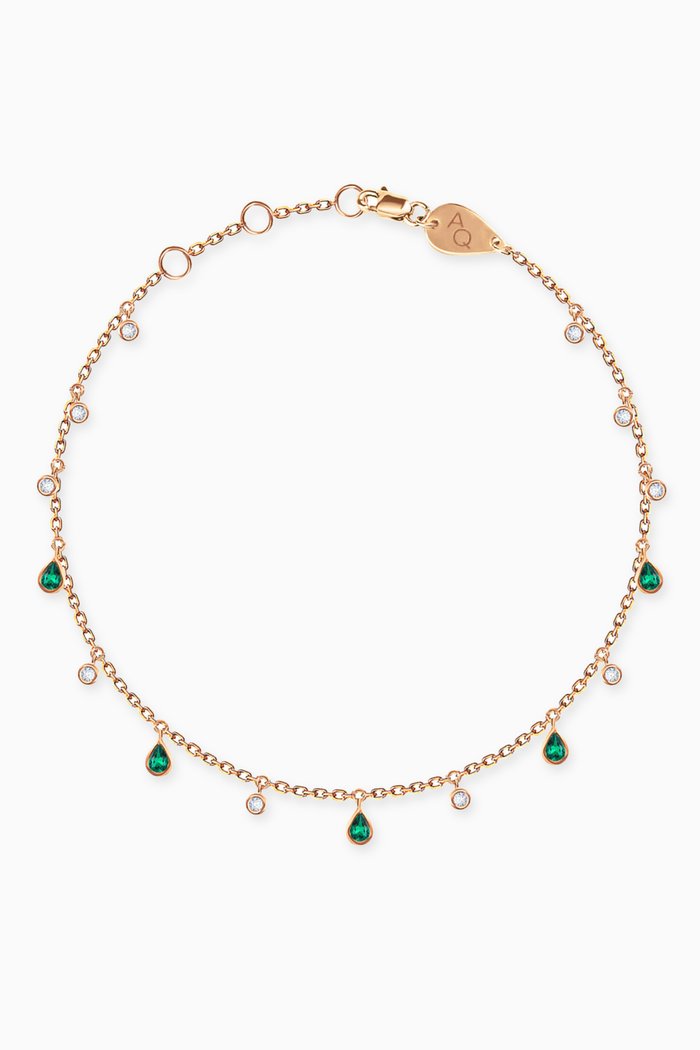 

Glitter Emerald Diamond Anklet in 18kt Yellow Gold