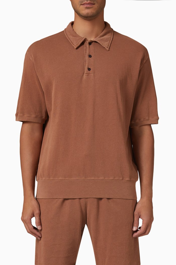 Polo Shirt in Cotton Jersey, Brown