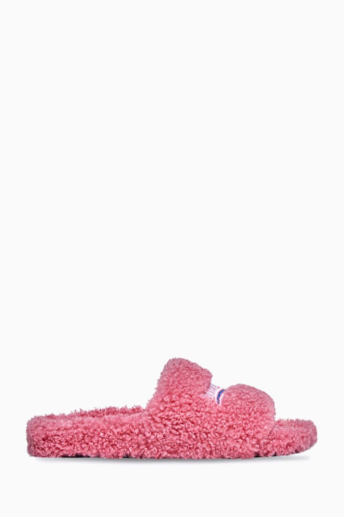 

Political Campaign Furry Slide Sandals in Faux Shearling, Pink