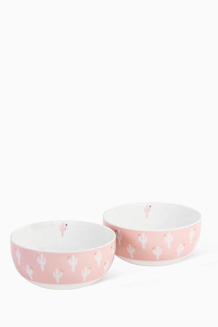Cacti Cereal Bowl, Set of 2, Pink