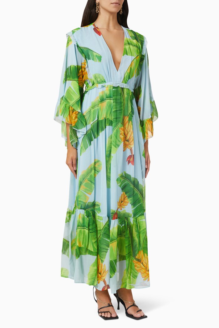 

Bananas Maxi Dress in Viscose, Green