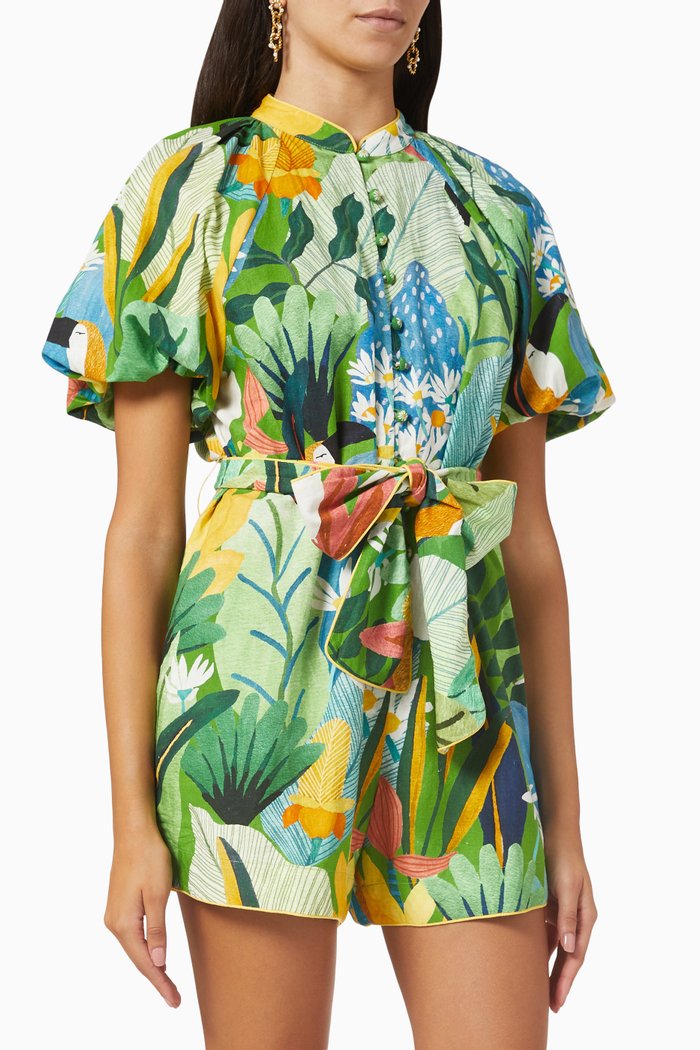 

Vintage Toucans Romper in Viscose, Green