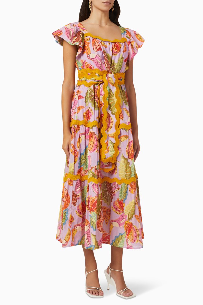 

Mixed Beaks & Bananas Wrap Maxi Dress in Viscose, Multicolour