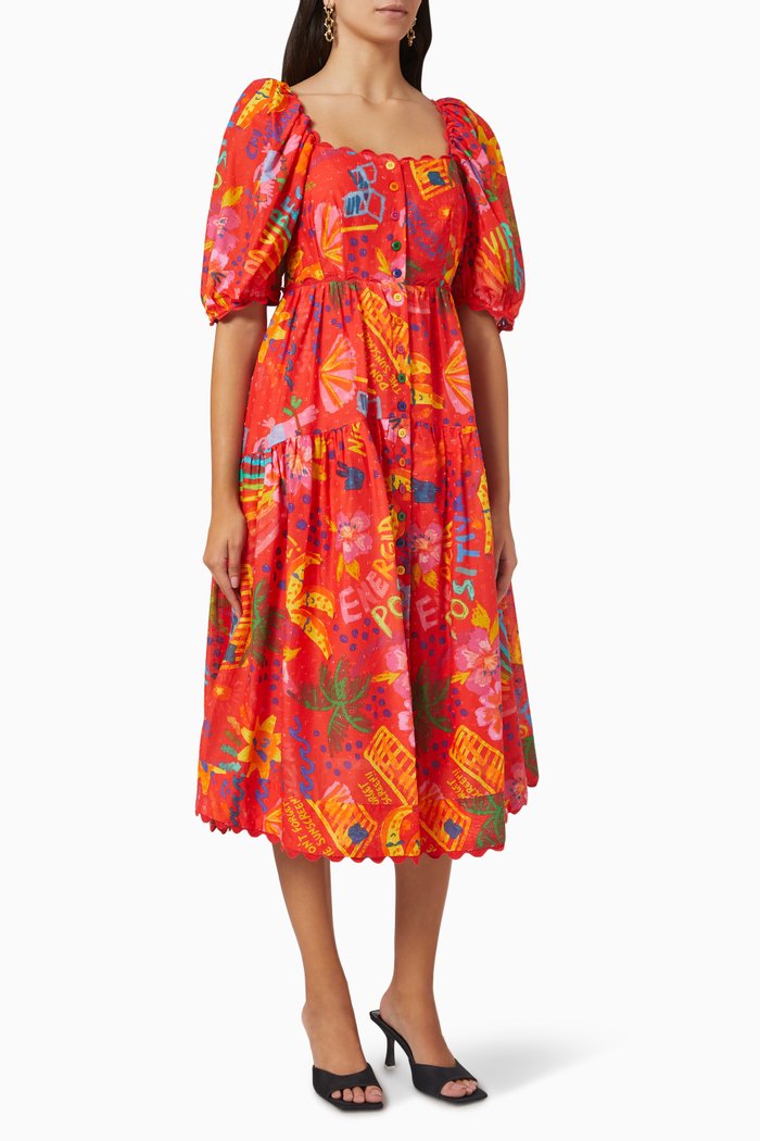 

Good Vibes Midi Dress in Viscose, Red