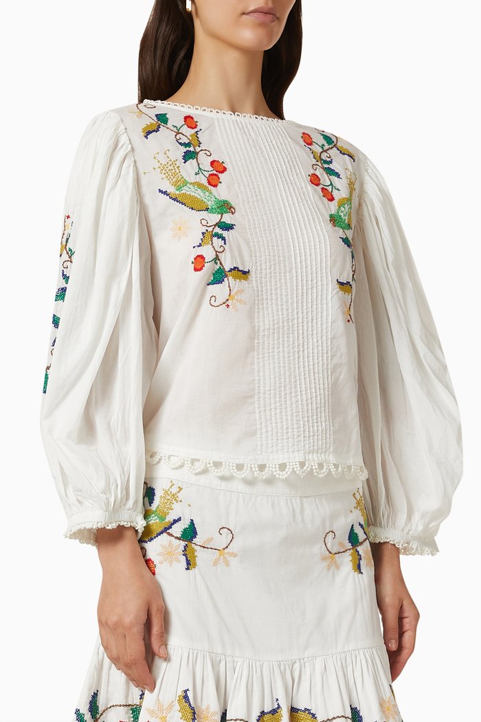 

Pitanga Embroidered Blouse in Viscose, Neutral
