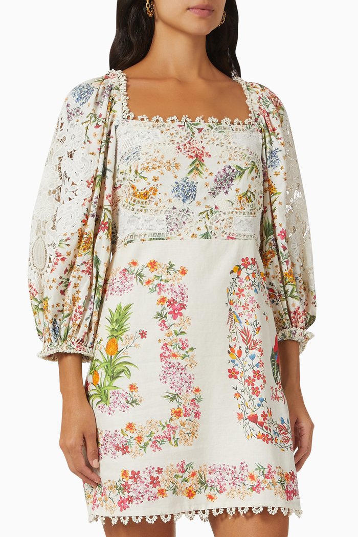 

Delicate Forest Scarves Mini Dress in Viscose, White