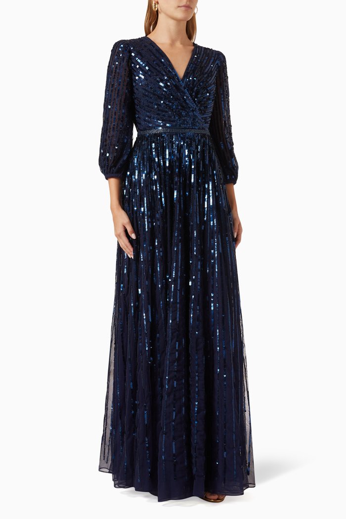 

Sequin-embellished Maxi Gown, Blue