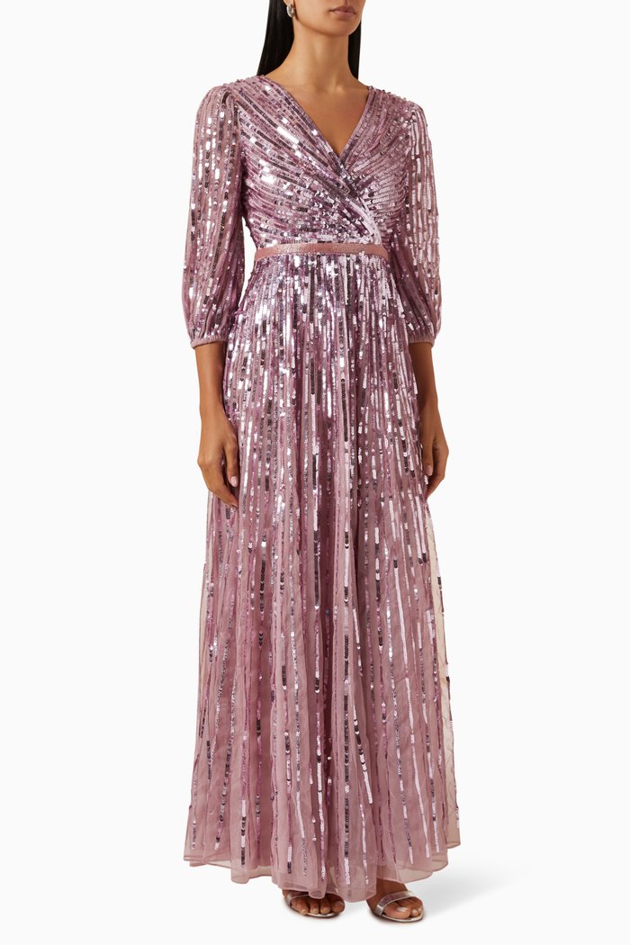 

Sequin-embellished Maxi Gown, Purple