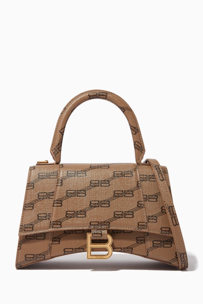 

Hourglass Small Top Handle Bag in BB Monogram Canvas, Neutral