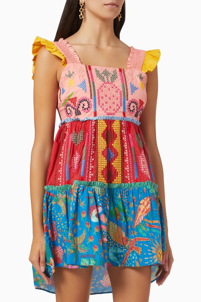 

Colour Block Mini Dress in Organic Cotton, Multicolour