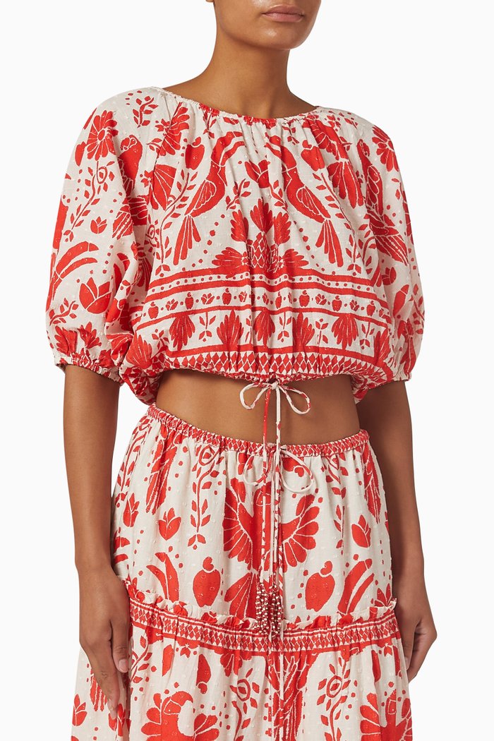 

Jungle Flow Top in Organic Cotton, Red