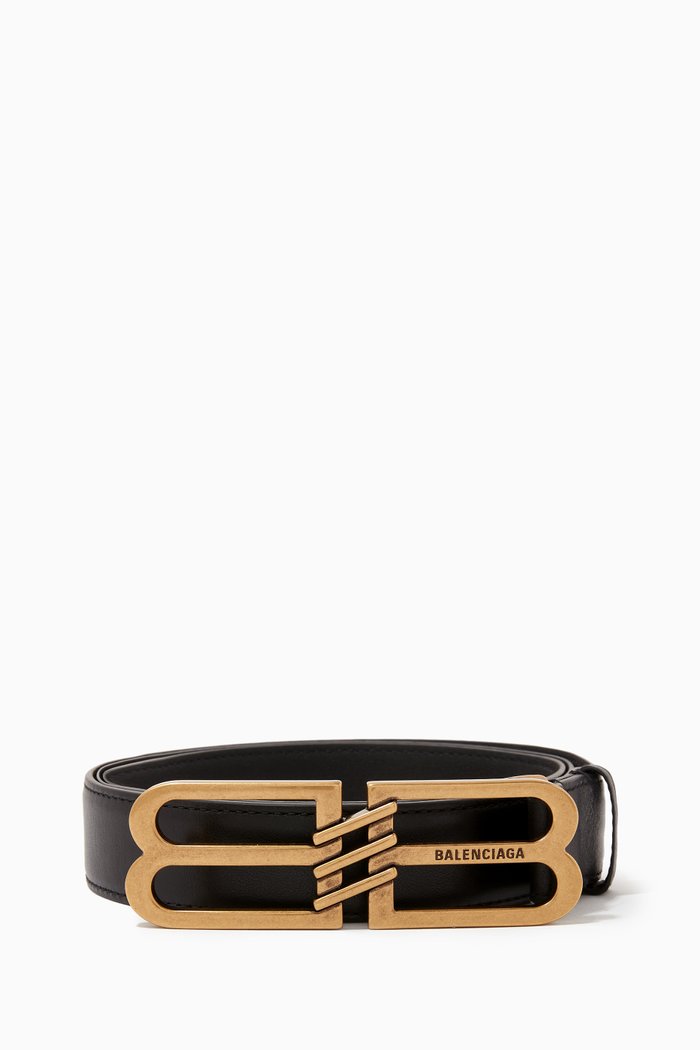 

BB Signature Belt in Shiny Smooth Calfskin, Black