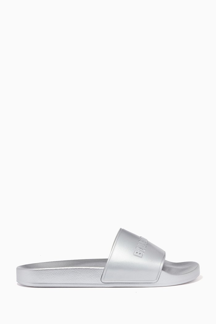 

Logo Pool Slides in Rubber, Silver