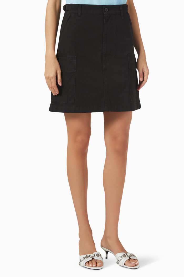 Mini Cargo Skirt in Ripstop Cotton, Black