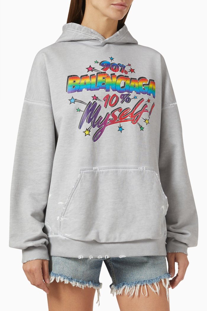

Wide Fit Hoodie in Cotton Fleece, White
