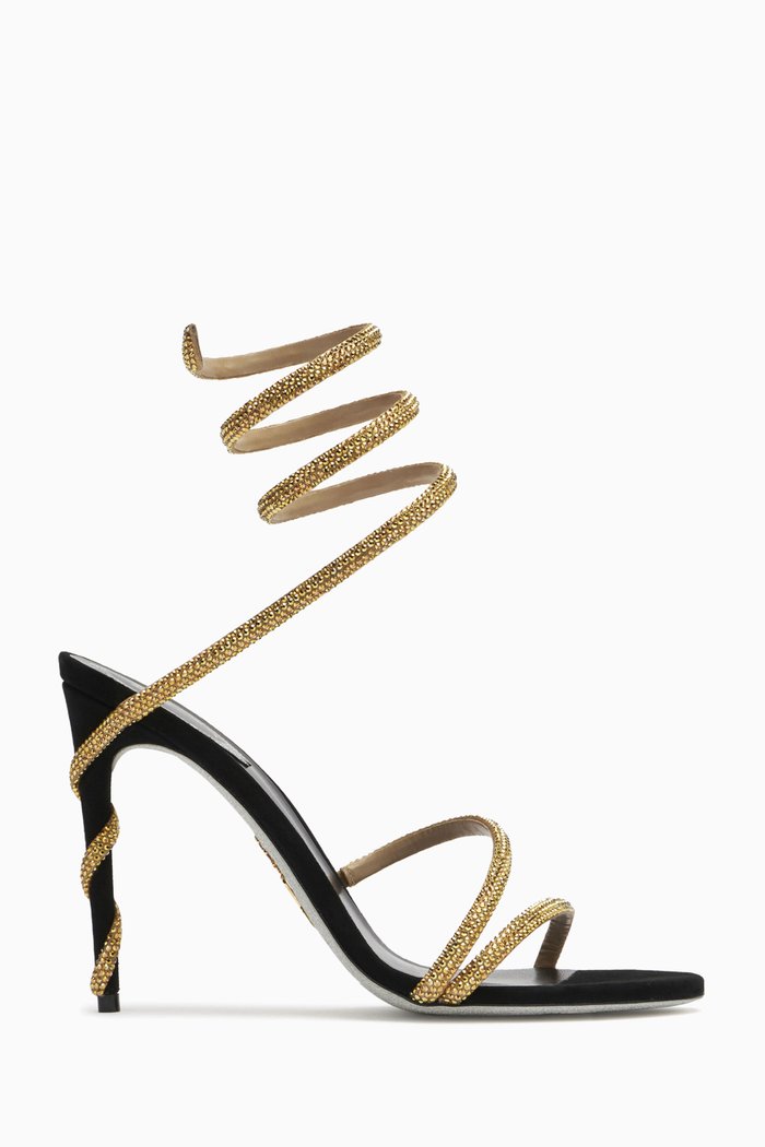 

Margot Sandals in Suede & Satin, Gold