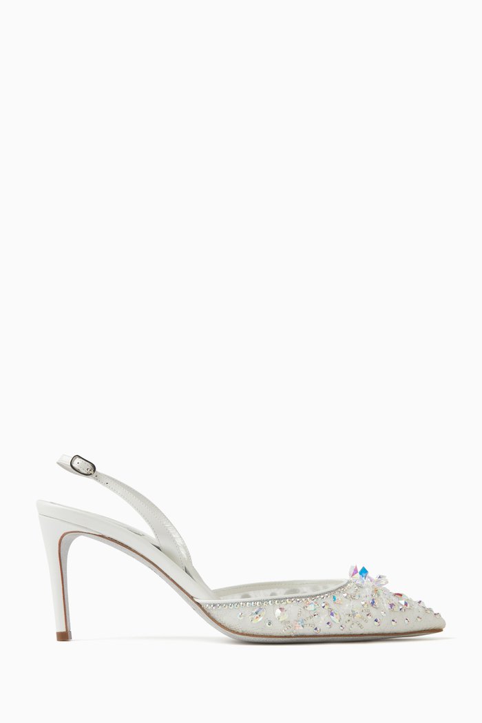 

Cinderella 80 Crystal-embellished Sandals in Lace, White