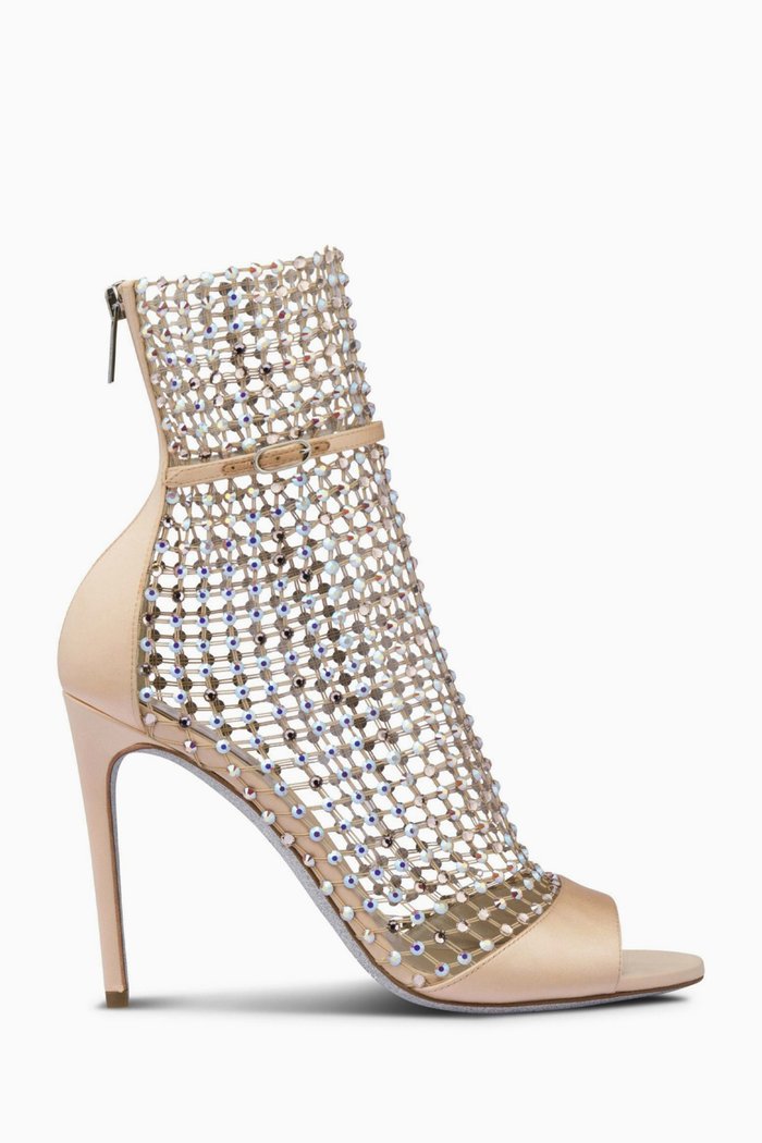 

Galaxia Embellished Sandals in Mesh, Neutral