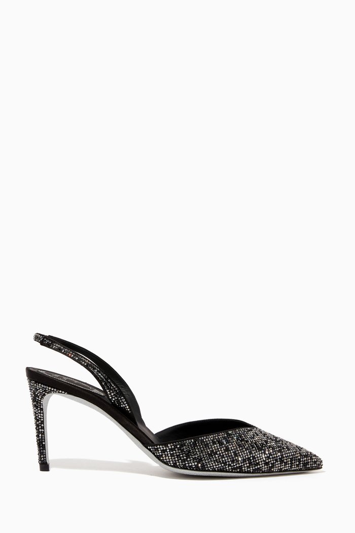 

Vivienne 75 Slingback Mules in Satin, Black