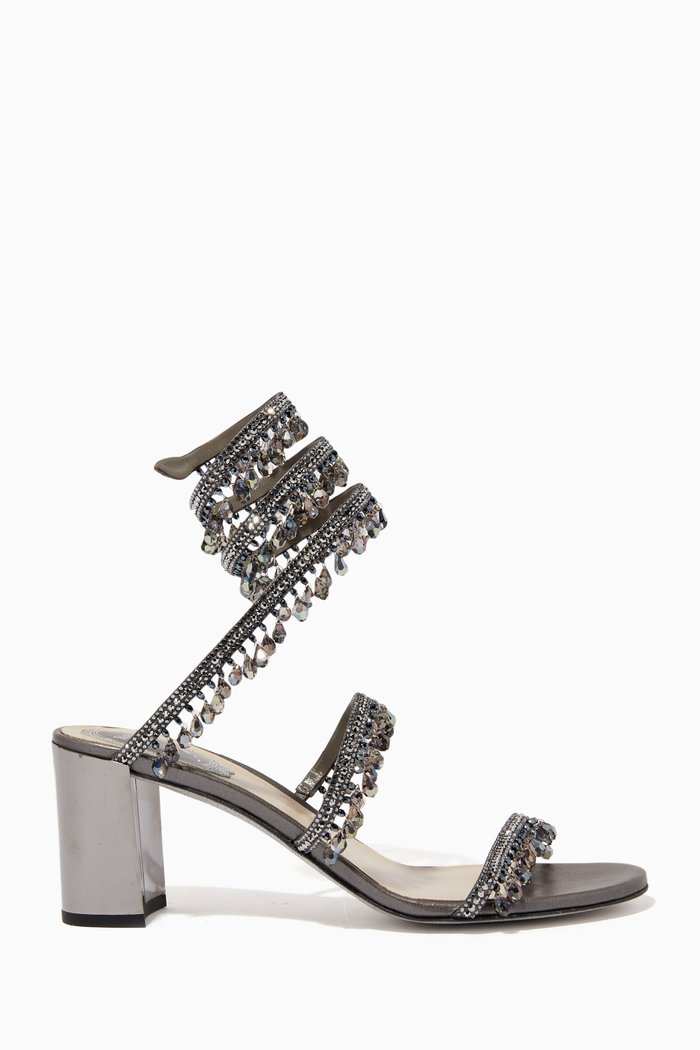 

Chandelier 65 Wrap-around Sandals in Leather, Grey