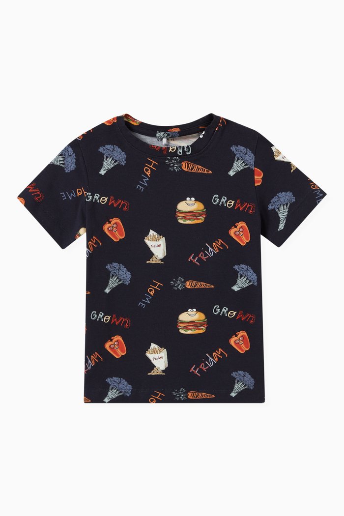 

Food Print T-shirt in Cotton, Blue