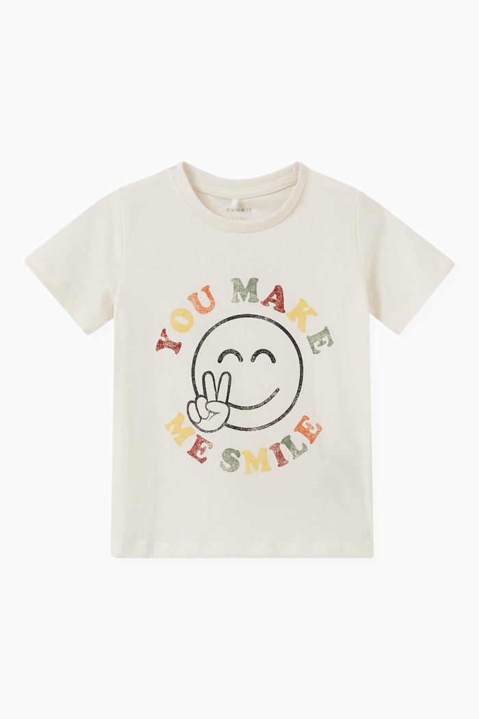 

Slogan Print T-Shirt in Organic Cotton, White