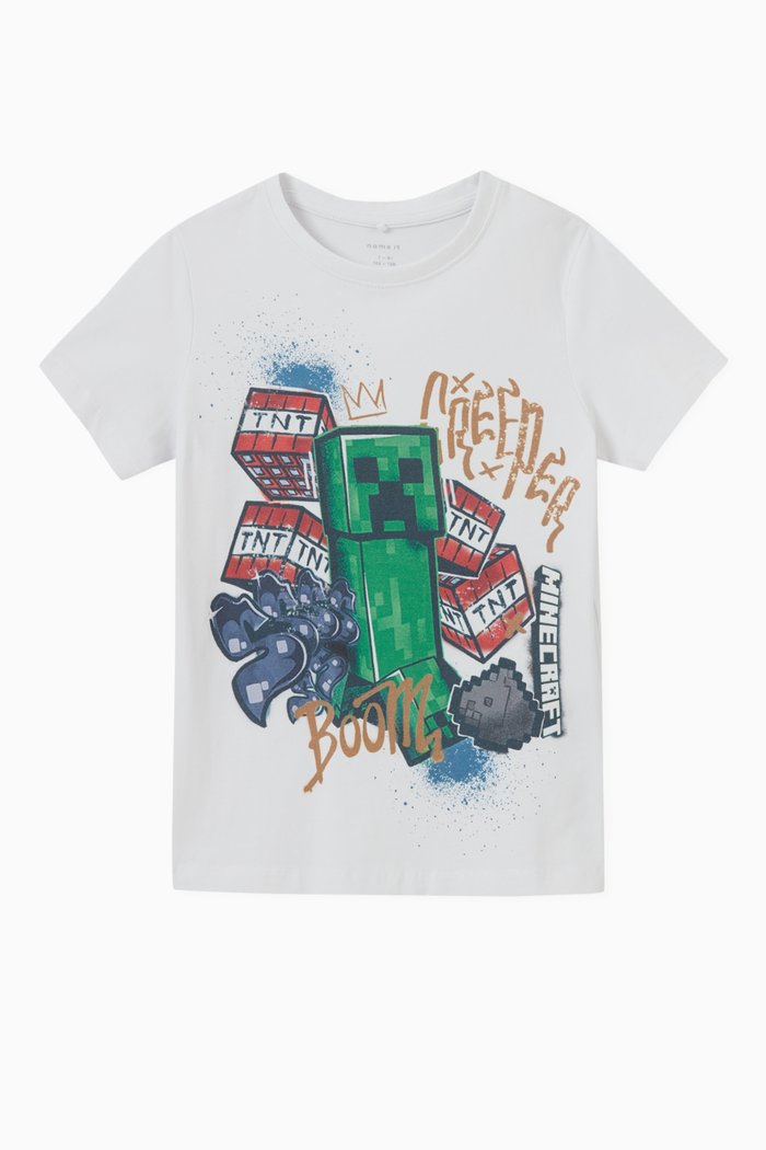 

Minecraft Print T-shirt in Organic Cotton, White