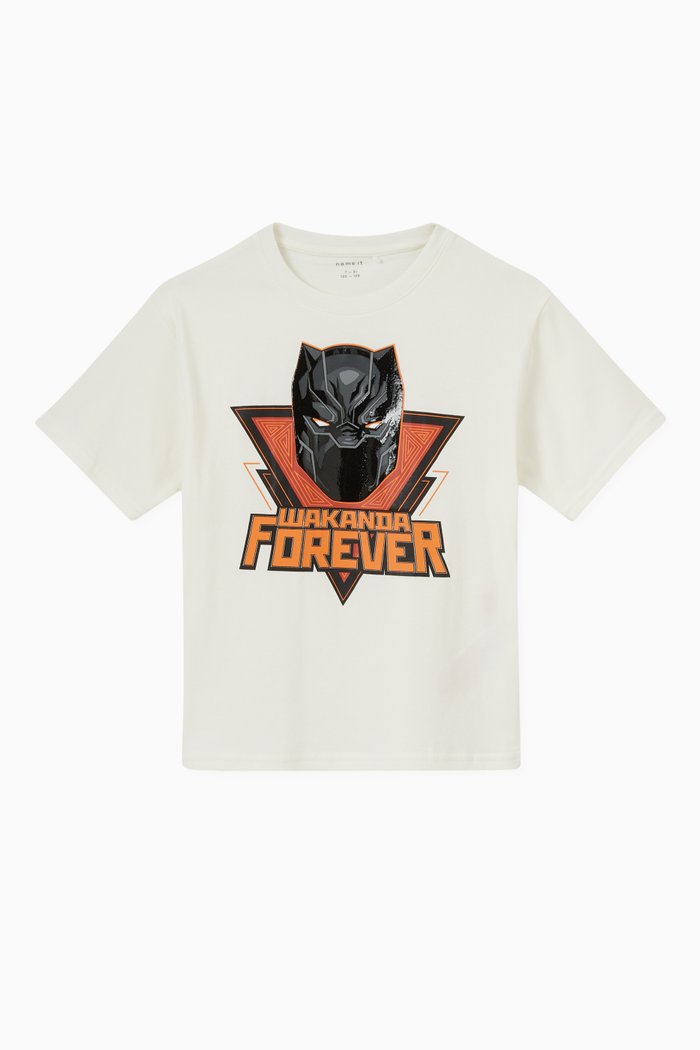 

Black Panther Print T-Shirt in Jersey, White