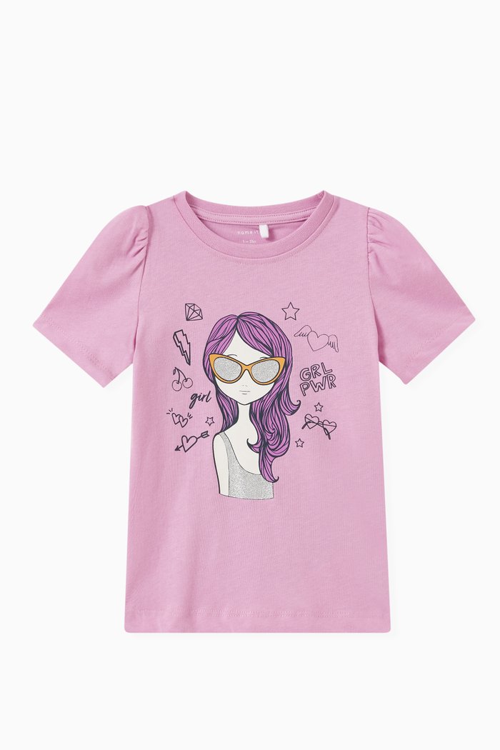 

Kuria Print T-shirt in Cotton, Purple