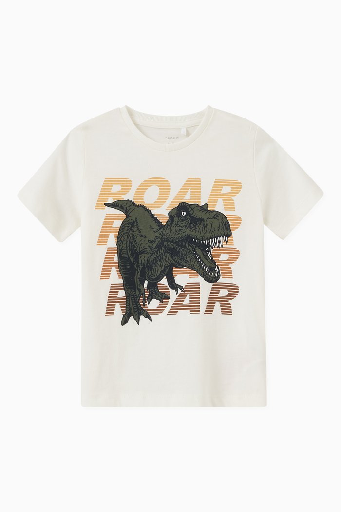 

Konan Dinosaur Print T-shirt in Cotton, Neutral