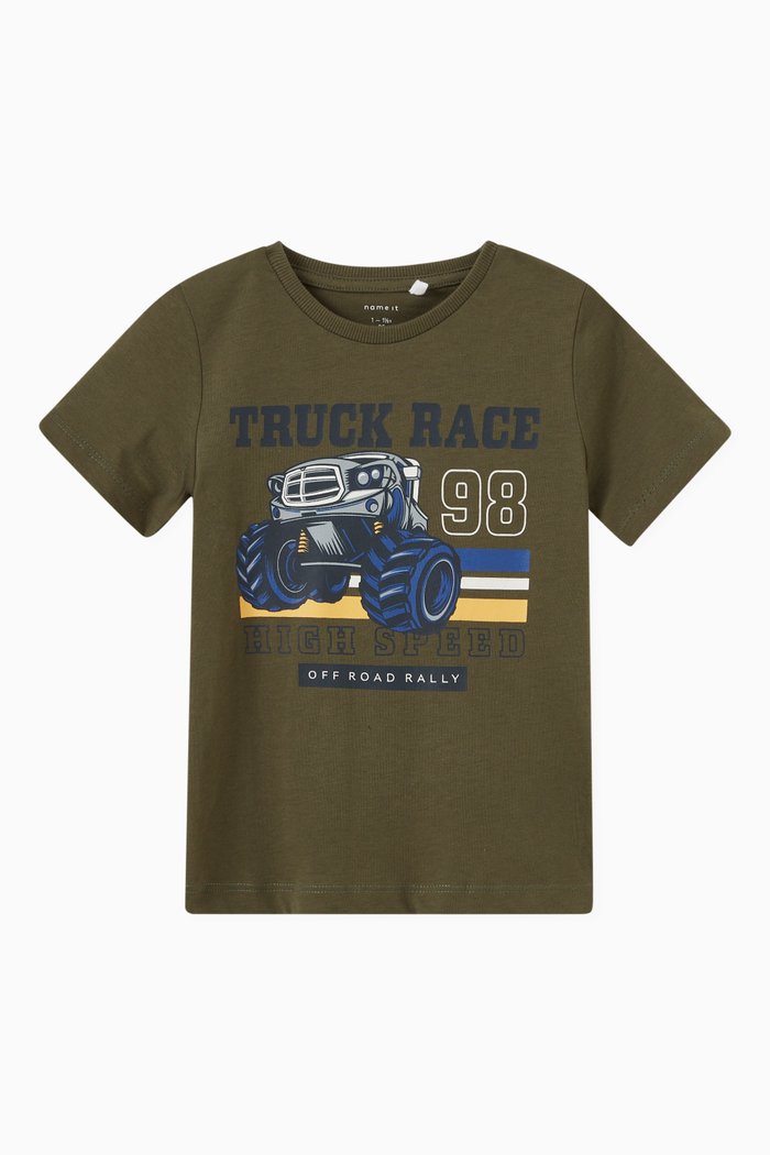 Konan Truck Race Print T-shirt in Cotton, Grey