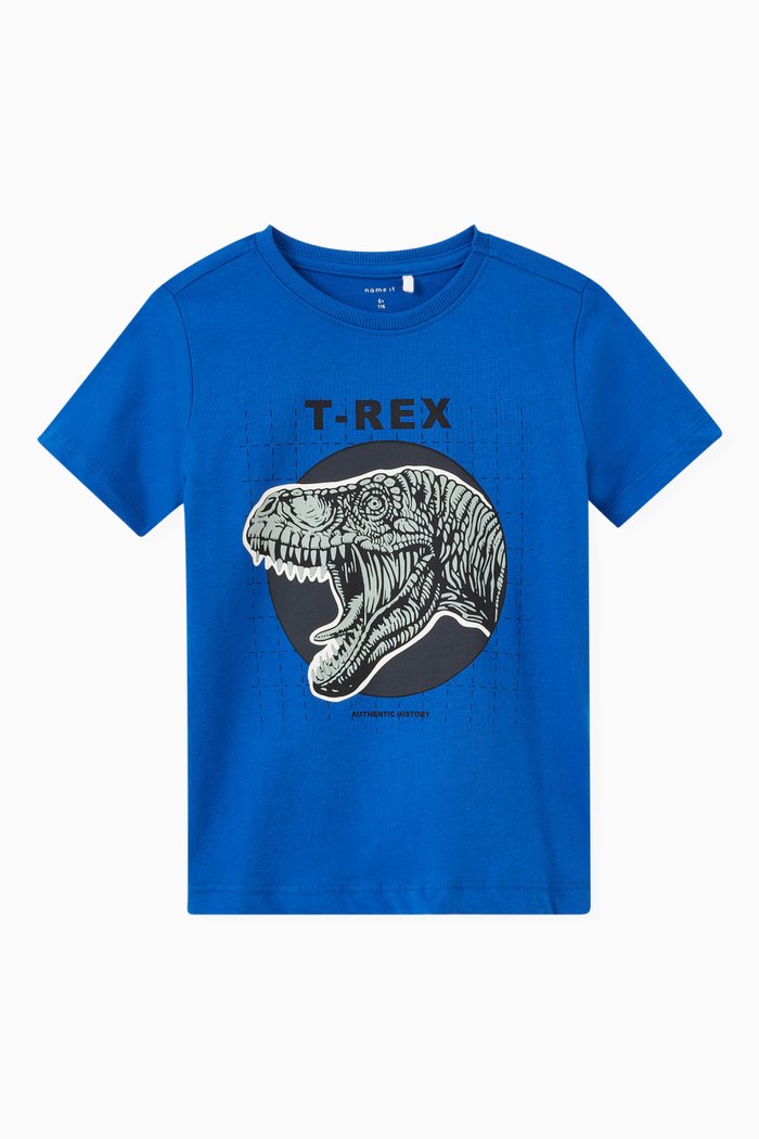 

Konan T-Rex Print T-shirt in Cotton, Blue