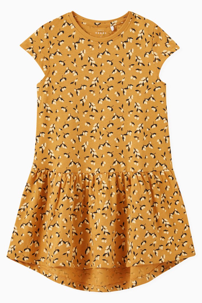 

Vigga Lemon Print Dress in Cotton, Neutral