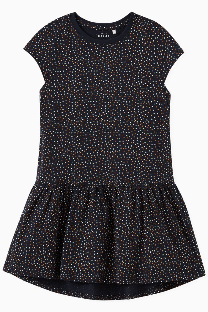 

Vigga Lemon Print Dress in Cotton, Blue