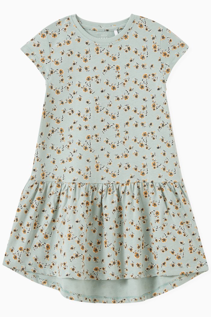 

Vigga Lemon Print Dress in Cotton, Green