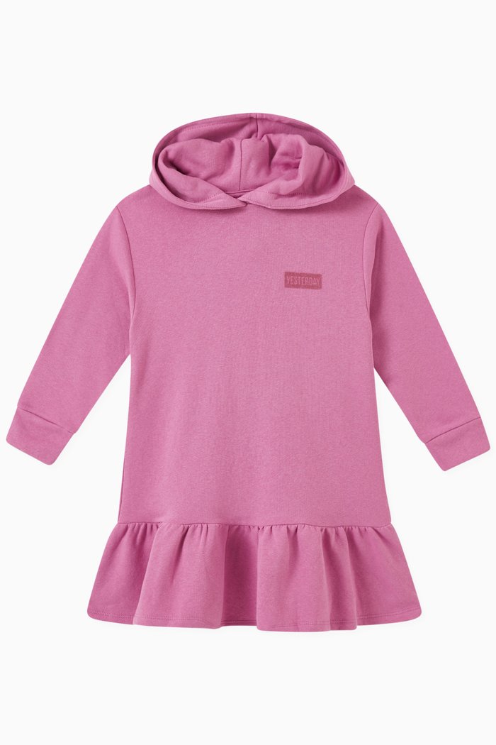 

Hoodie Sweatshirt Dress in Cotton-fleece, Purple