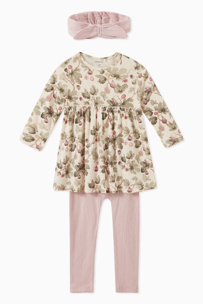 

Floral Dress Set in Cotton blend, Neutral