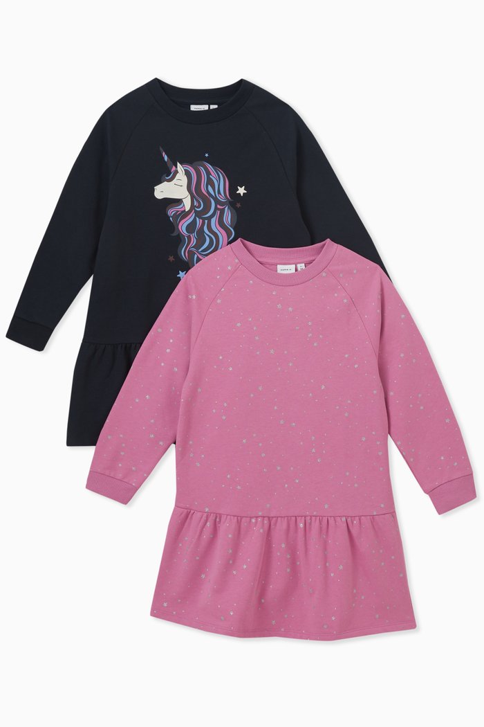 

Printed Sweatshirt Dress, Set of Two, Purple
